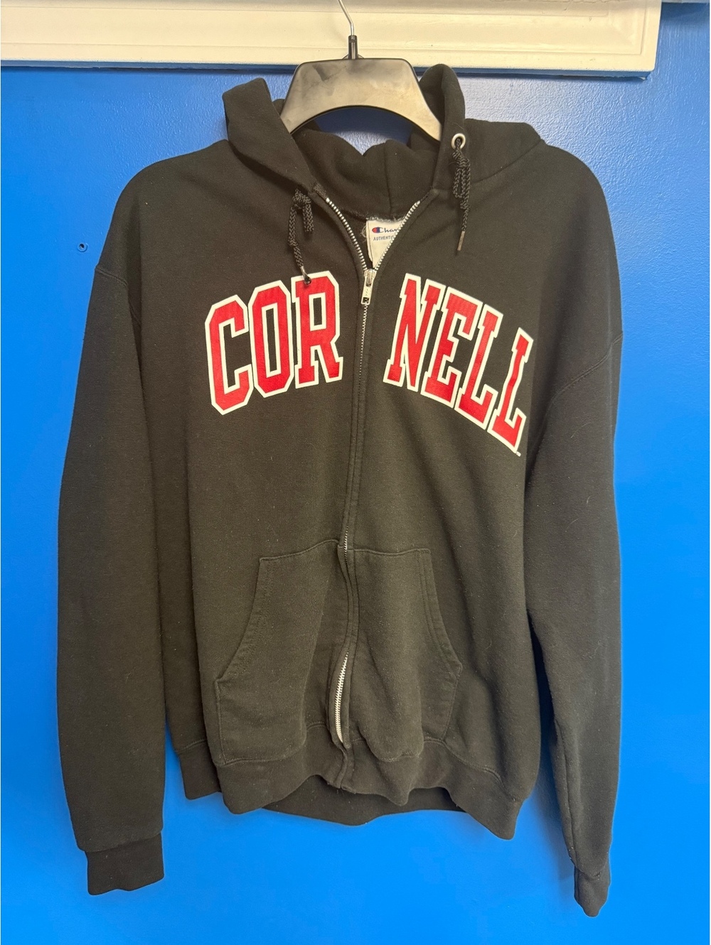 Champion Cornell University Full Zip Hoodie Mens Medium Black Ivy League